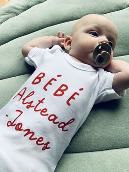 Bébé Announcement, Personalised Baby Grow, 8 of 9
