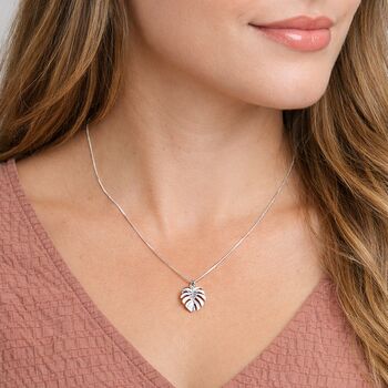 Personalised Sterling Silver Monstera Leaf Pendant Necklace, 3 of 10