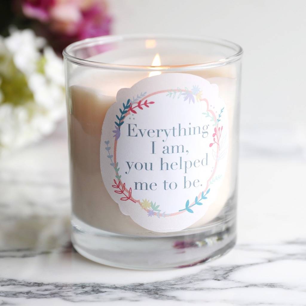 personalised floral wreath quote scented candle by lisa angel