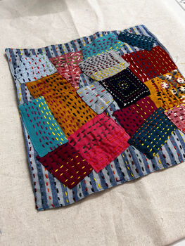 Upcycled Sari Patchwork Tote, Reusable Bag Handmade In India, 7 of 7