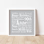 Birthday Personalised 90th Word Art Gift, thumbnail 1 of 2