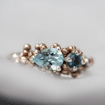 Handcrafted Aquamarine And London Blue Topaz Ring, 3 of 5