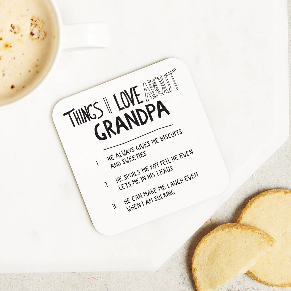 Personalised Things We Love About Grandad Coaster, 1 of 5