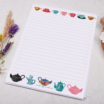A5 Letter Writing Paper With Tea Cups And Tea Pots, 2 of 4