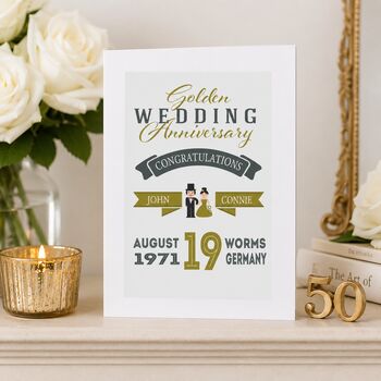 Personalised Golden Wedding Anniversary Card, 4 of 6