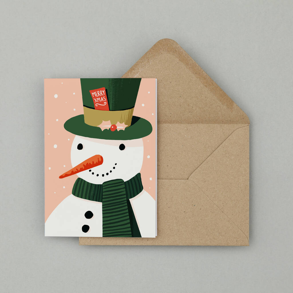 Happy Snowman Christmas Card By Rock Paper Scissors | notonthehighstreet.com