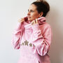 Luxe Cross Neck Pink Hoodie, thumbnail 8 of 9