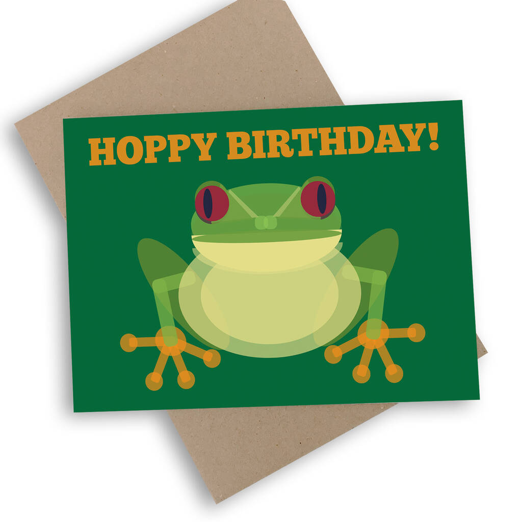 Hoppy Birthday Tree Frog Card, Eco Friendly By Mimi & Mae