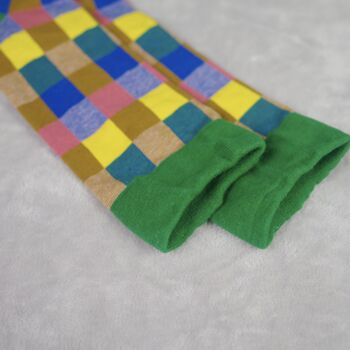 Colourful Check Mid Calf Length Socks, 2 of 3