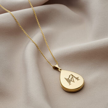 Personalised Engraved Floral Initial Locket Necklace, 7 of 12