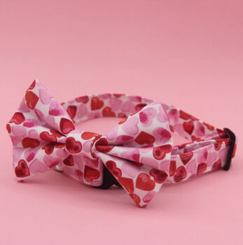 Pink And Red Hearts Valentines Dog Bow Tie, 2 of 7
