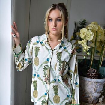 Pineapple And Bluebird Cotton Pyjamas, 2 of 8