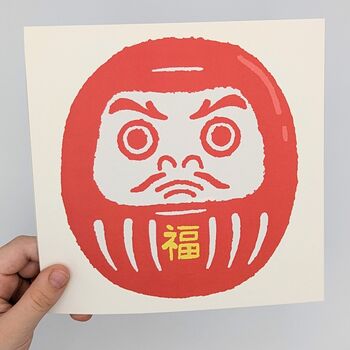 Daruma Print 16.5cm X 16.5cm, Japanese Prints Fsc Paper, 2 of 6