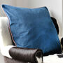 Petrol Blue Velvet Cushion With Blush Piping, thumbnail 1 of 2