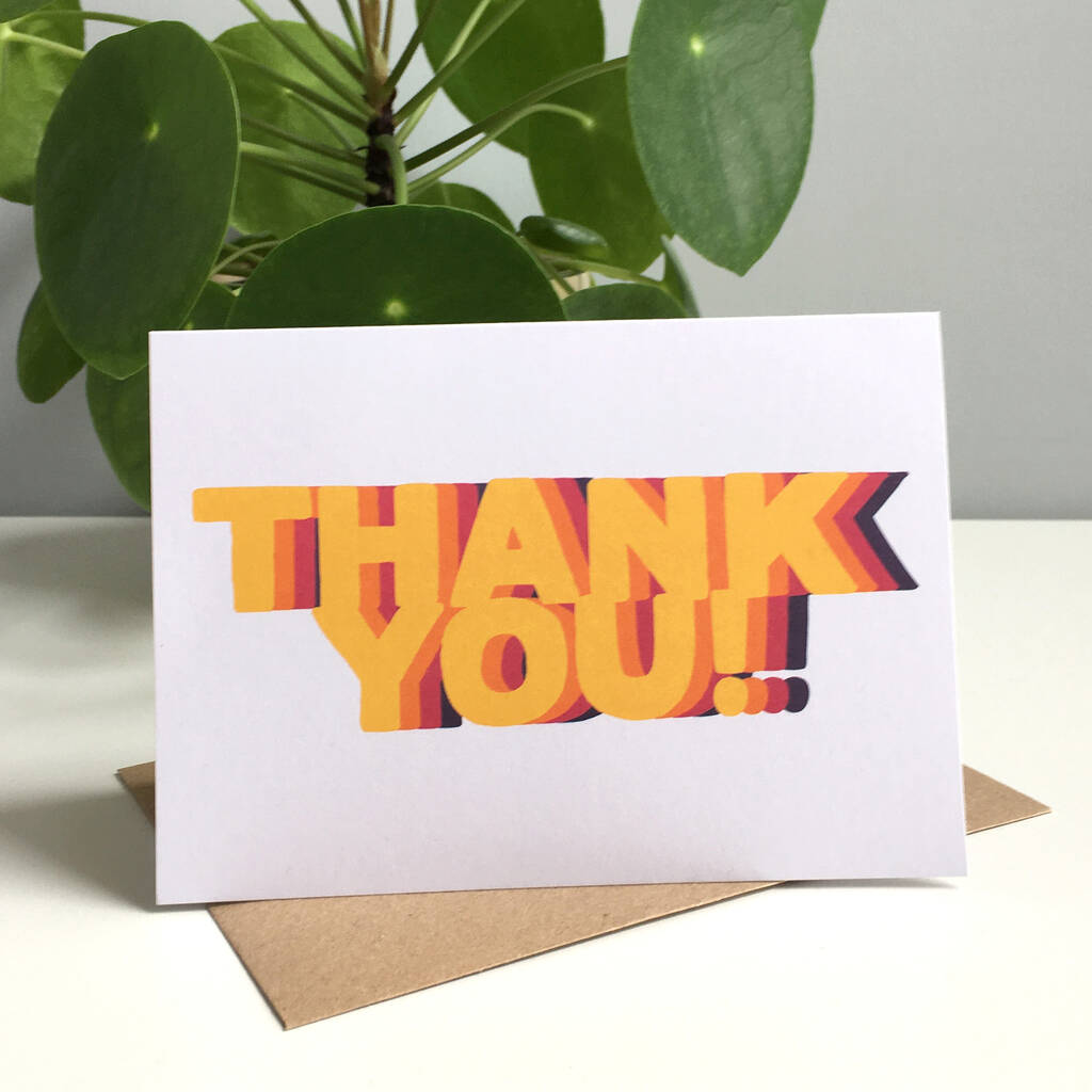 Pack Of Eight Colourful Retro Thank You Greeting Cards By Dig The Earth