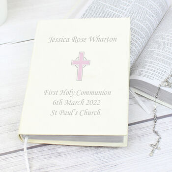 Personalised Pink Cross Holy Bible, 2 of 4