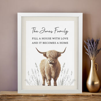 Personalised Highland Cow White Poster Frame, 2 of 4