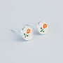 Sterling Silver Tulip Circle Stud Earrings, thumbnail 3 of 6