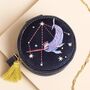 Navy Narwhal Spirit Animal Velvet Round Travel Jewellery Case, thumbnail 2 of 4