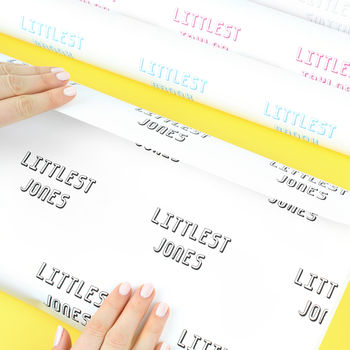 Personalised New Born, Littlest Surname Wrapping Paper, 4 of 4
