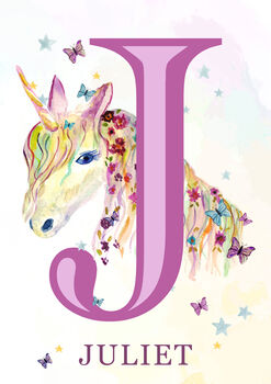 Personalised Unicorn Alphabet Poster, 5 of 12