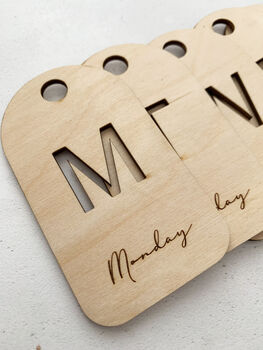 Wooden Five Days Of The Week Hanger Tags, 5 of 6