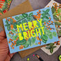 Merry Bright Neon Floral Papercut Christmas Card, thumbnail 3 of 9