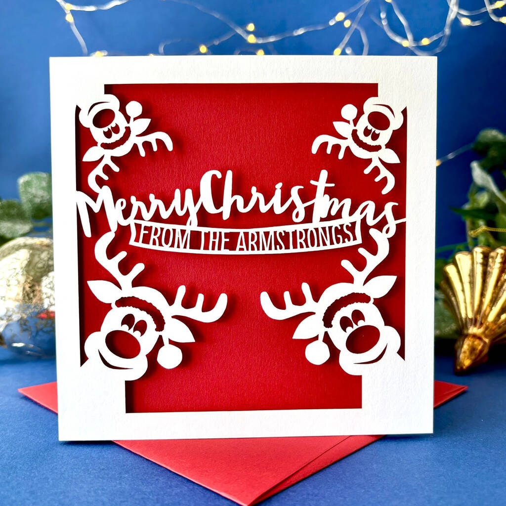 Personalised Reindeer Family Christmas Card, 1 of 5