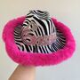 Personalised Fur Trim Zebra Print Cowboy Hat, thumbnail 4 of 4