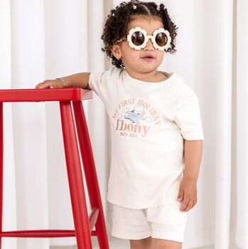 My First Holiday Embroidered Personalised Holiday T Shirt And Shorts Travel Set, 4 of 7