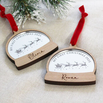 Baby's First Christmas Snow Globe Style Personalised Bauble, 3 of 6