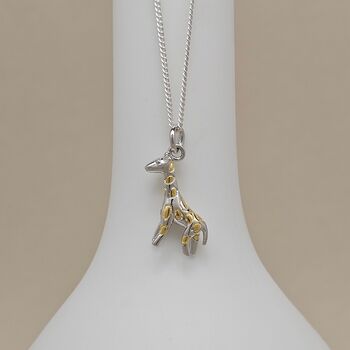 Personalised 925 Silver And Gold Plate Giraffe Necklace, 4 of 5