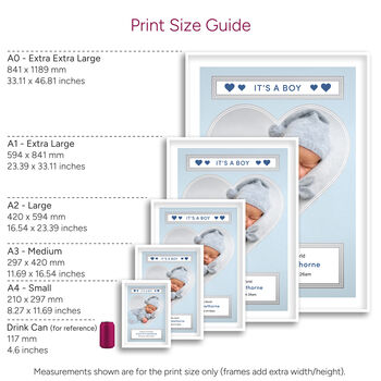It’s A Boy Baby Photo Print Personalised New Baby Gift, 5 of 5