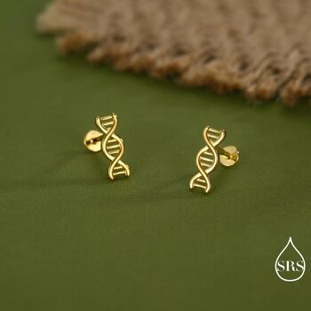 Dna Molecular Structure 16 G Flat Back Earrings In Sterling Silver, 5 of 11