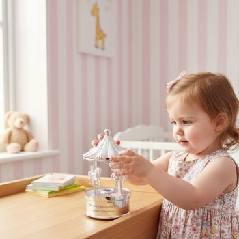 Personalised Christening Musical Carousel Ornament, 2 of 8