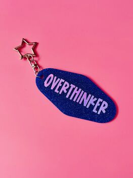 The 'Overthinker' Sparkly Motel Keyring / Relatable Gift For Her / Birthday Gift Or Stocking Filler, 2 of 7