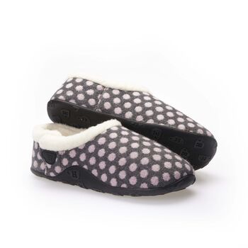 Liz Dark Grey Pink Spot Women's Slippers/Indoor Shoes, 3 of 6