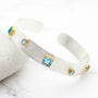 Aquamarine Blue Topaz And Apatite Gemstone Silver Cuff Bracelet, thumbnail 1 of 5