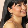 Leaf And Pearl Drop Earrings In Gold, thumbnail 3 of 4