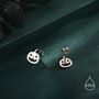 Sterling Silver Carved Pumpkin Stud Earrings, thumbnail 3 of 12