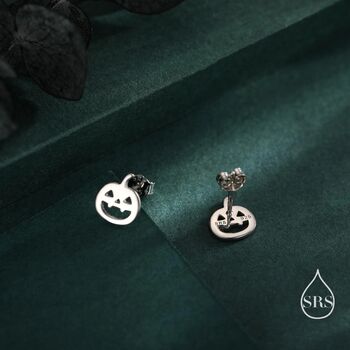 Sterling Silver Carved Pumpkin Stud Earrings, 3 of 12