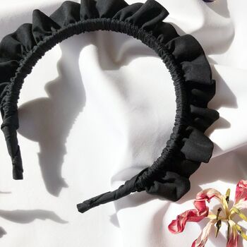 Black Rouched Headband, Scrunchie Headband, 3 of 4