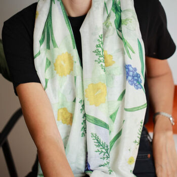 Spring Summer Vintage Style Birth Flowers Scarf, 3 of 11