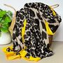 Leopard Print Scarf With Yellow Border, thumbnail 1 of 2