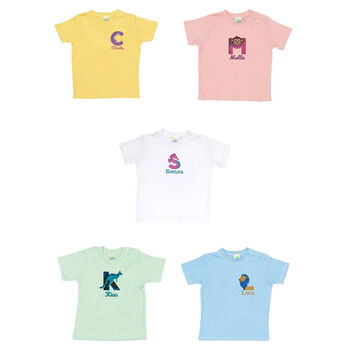 Personalised Organic Alphabet Baby T Shirt, 2 of 6