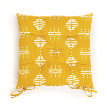 Nala Recycled Cotton Chair Pad In Yellow, 2 of 3
