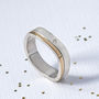 Sterling Silver Diamond Inlay And Gold Band Ring, thumbnail 3 of 10
