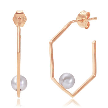 Rose Gold Vermeil Earrings With Pearl | Minerva, 2 of 7
