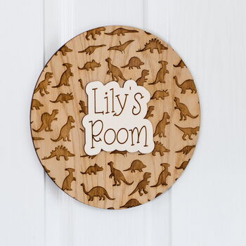 Personalised Dinosaur Door Sign For Kids Dino Inspired Bedroom Boys And Girls Room, 3 of 4