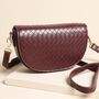 Woven Vegan Leather Half Moon Crossbody Bag, thumbnail 3 of 12